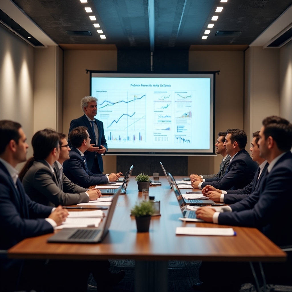 Корпоративная группа на финансовом тренинге