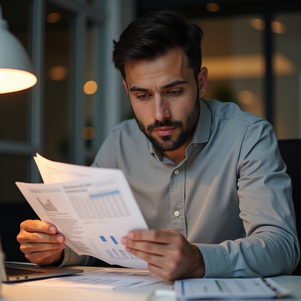 Менеджер по продажам изучает финансовые показатели сделки